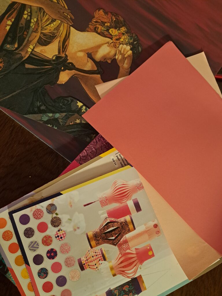 Mucha Abendstern Jugenstil Collage Papierkunst