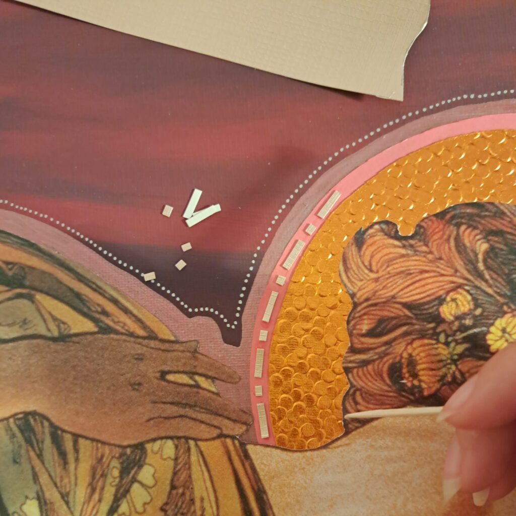 Mucha Abendstern Jugenstil Collage Papierkunst