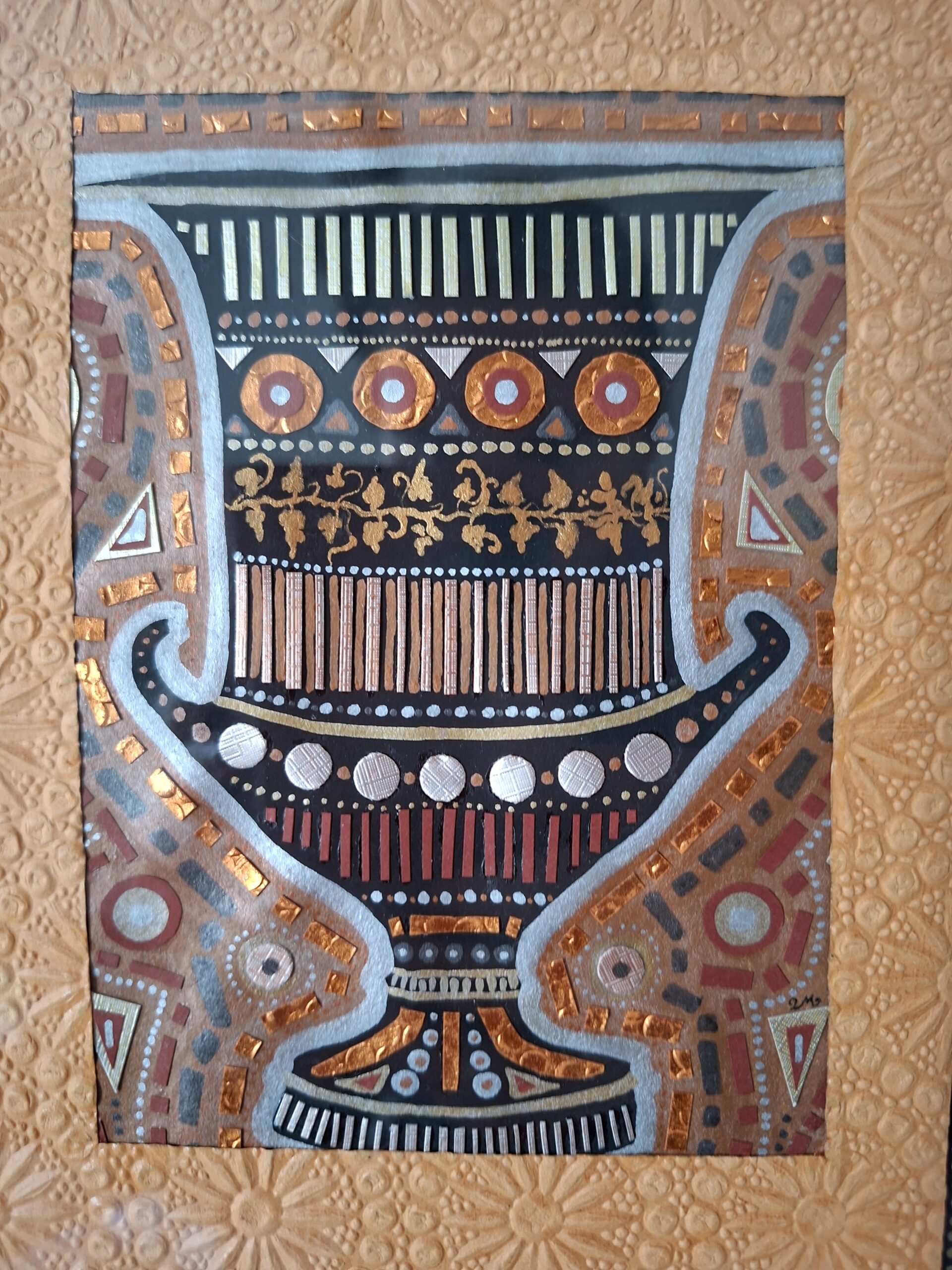 Bronzener Rausch Kelchkrater Archäologie Griechen Antik Original Kunstwerk Majblume
