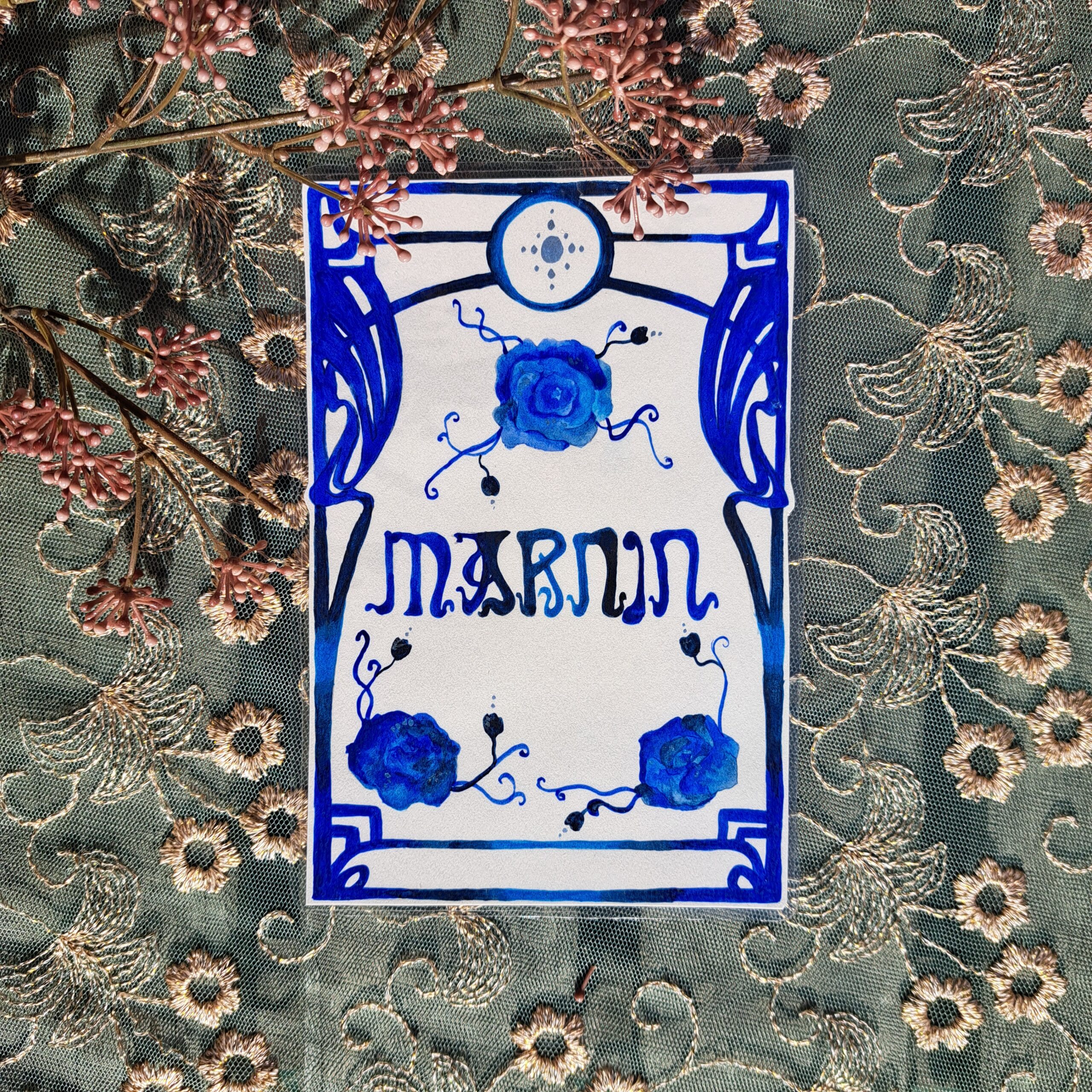 Karte personalisierbar Aquarell Jugendstil