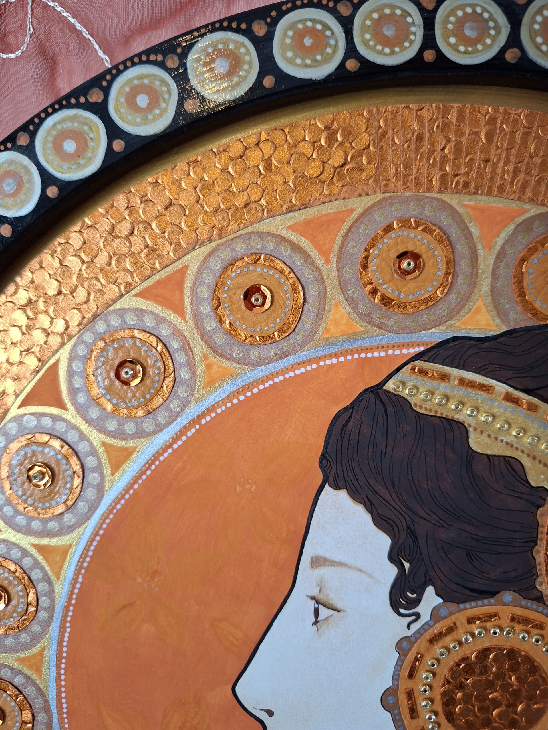 Kunstwerk mixed media majblume art nouveau greek mythology